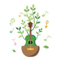 Creative Guitar Pick Planter With Vines And Notes vector