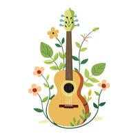 Charming Guitar Planter With Wrapping Vines vector