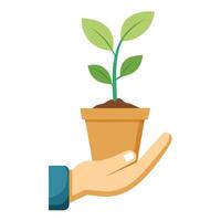 Charming Seedling In A Hand Held Recyclable Paper Pot vector