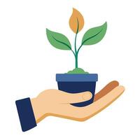 Creative Tiny Sprout Planted In A Mini Pot vector