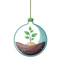 Unique Hanging Bubble Planter Showcasing Floating Roots vector