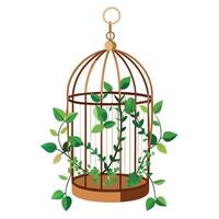 Charming Birdcage Planter Featuring Escaping Vines vector