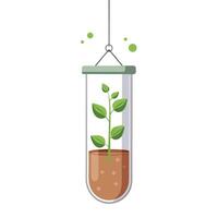 Hanging Test Tube Planter With Tiny Sprouts Inside vector