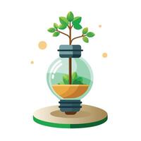 Creative Hollowed Lightbulb Planter With Floating Plant vector