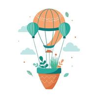 Unique Balloon Planter Featuring Tiny Trees As The Basket vector