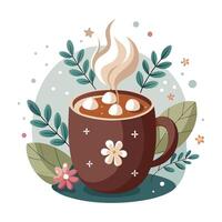 Unique Cocoa Cup Planter Featuring Playful Marshmallow Flowers vector