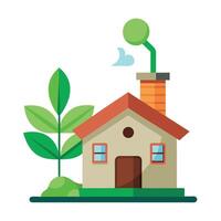 Charming House Planter Featuring A Growing Tree vector