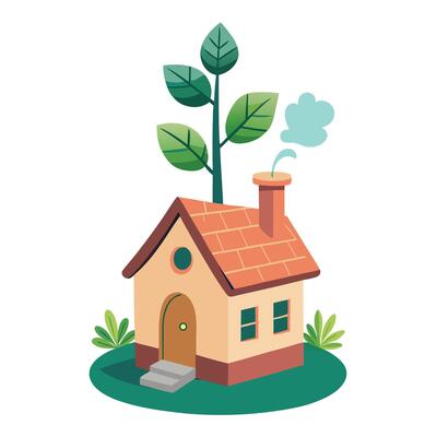 Unique House-Shaped Planter With A Mini Tree