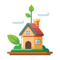 House-Shaped Planter With A Tiny Tree Growing From It vector