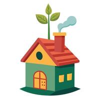 Creative House Planter With A Tiny Tree Inside vector