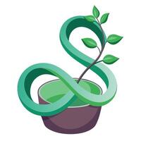 Creative Infinity Loop Planter With Lively Vines vector