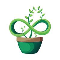 Charming Infinity Loop Planter Featuring A Growing Vine vector