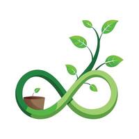 Infinity Loop Planter With A Continuous Growing Vine vector