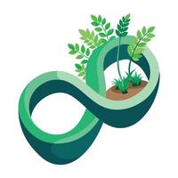 Charming Infinity Loop Planter Featuring Continuous Plants vector