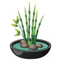 Elegant Lucky Bamboo Vase Featuring Water Display vector