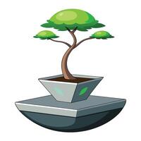 Charming Magnetic Planter Featuring A Floating Bonsai vector