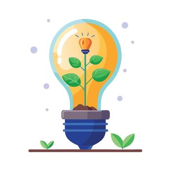 Lightbulb Planter With Glowing Greenery In A Modern Design vector