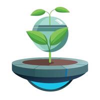 Levitation Planter With A Plant Floating Above A Magnet vector