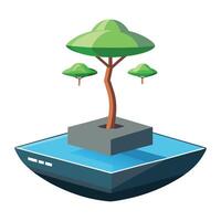 Levitating Magnetic Planter With A Floating Bonsai Tree vector