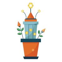 Creative Lighthouse Planter With A Blooming Light Display vector