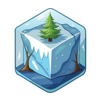 Charming Melted Ice Cube Planter Featuring A Pine Tree vector