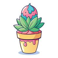 Unique Planter In A Melting Ice Cream Cone Design vector