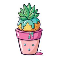 Melting Ice Cream Cone Planter With Dripping Succulents vector