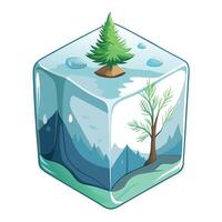 Creative Ice Cube Planter With A Snowy Pine Display vector