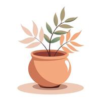 Creative Minimalist Pot With Unique Leaf Shadow Design vector