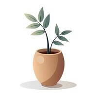 Minimalist Clay Pot With Artistic Leaf Shadows vector
