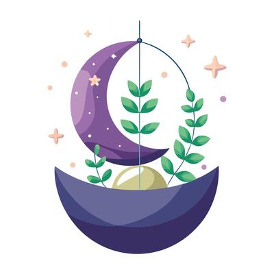 Moon-Shaped Hanging Planter With Starry Plants