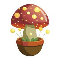 Mushroom Shaped Planter With Tiny Fairy Lights vector