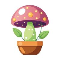 Creative Mushroom Planter With Tiny Fairy Lights Inside vector