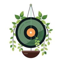 Charming Old Vinyl Record Planter Featuring A Retro Inspired Design vector