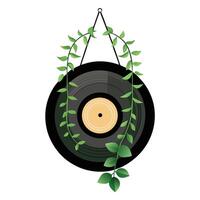 Creative Old Vinyl Record Planter With A Retro Inspired Design vector