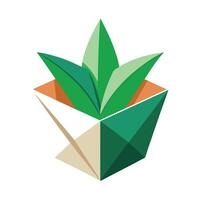Creative Origami Style Paper Plant Planter With A Folded Pot Design vector
