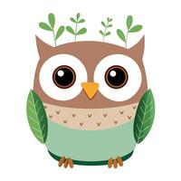 Charming Owl Shaped Planter Featuring Tiny Plants Inside Its Eyes vector