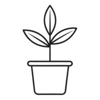 Outline Only Pot With A Single Floating Leaf vector