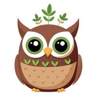 Owl Shaped Planter With Tiny Plants Inside Its Eyes vector
