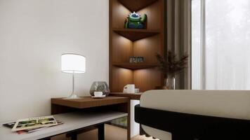 Minimalist Bedroom Design With Forest View 3D Render video