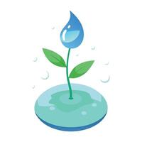 Creative Plant Growing From A Single Floating Water Droplet Design vector