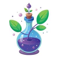 Creative Potion Bottle Planter With A Magical Floating Plant Design vector