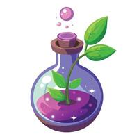 Charming Potion Bottle Planter Featuring A Magical Floating Plant vector