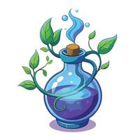 Creative Potion Bottle Planter With Glowing Magical Vines Design vector