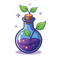 Creative Potion Bottle Planter With A Magical Glowing Sprout Design vector