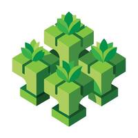 Creative Puzzle Shaped Planter With Interlocking Greenery Design vector