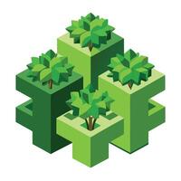 Charming Puzzle Shaped Planter Featuring Interlocking Greenery vector