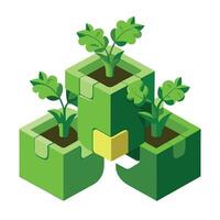 Unique Puzzle Shaped Planter Showcasing Interlocking Greenery vector