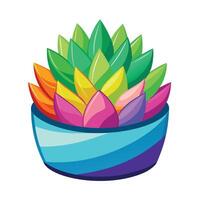 Charming Rainbow Colored Planter Featuring A Multi Colored Succulent vector