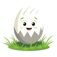Smiley Face Egg Planter With Grass Like Hair vector